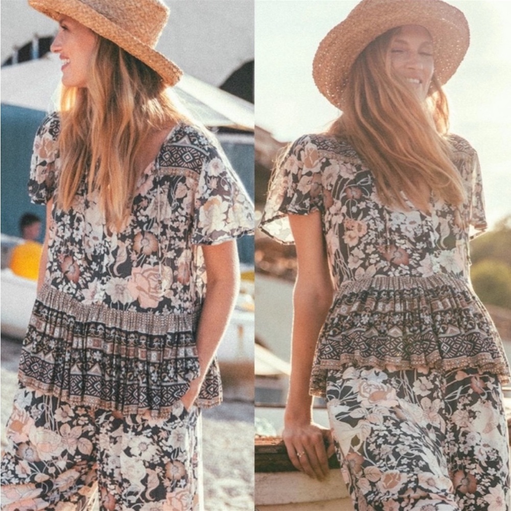 🌒🌕🌘❤️🌈SPELL & THE GYPSY amethyst printed boho loose fit oversized blouse top